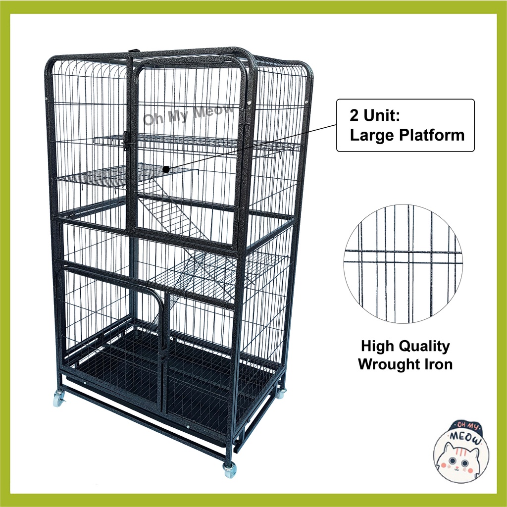 Premium Wrought Iron 2 level Cat Cage/ Sangkar Kucing 2 Tingkat [78cm(L ...