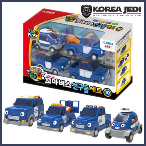 ★Little Bus Tayo★ Special Friends No.10 Mini Size Bus 4 Pcs (Khan, Lecky, Ricky, Tweet) Rescue Team Vehicle Car Toy Set Version 10 for Baby Kids /Compatible with Tayo (Control Tower, Parking, Track, School etc..) Play Set Toy