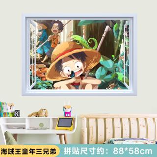 Wall Stickers Creative Animation 3d Wallpaper Adhesive One Piece Luffy Bed Room Adornment Bedroom Stickers Home Decor Shopee Malaysia