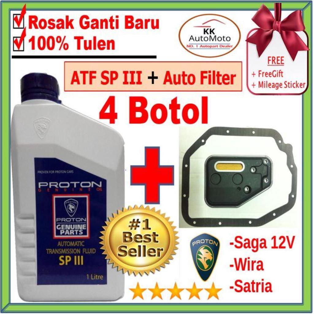 4 botol x ( Saga 12V / Wira / Satria / Iswara ) Proton ATF Automatic Transmission Fluid
