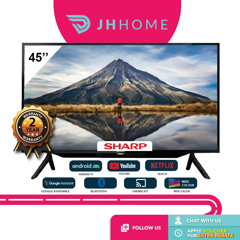 Sharp Aquos 45 Full Hd 2k Android Tv 2tc45bg1x Smart Tv Netflix Youtube Hdr Web Browser Bluetooth Shopee Malaysia