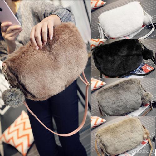 UK/_ EG/_ Lovely Kids Girl Faux Fox Fur Bowknot Mini Shoulder Messenger Bag Purses