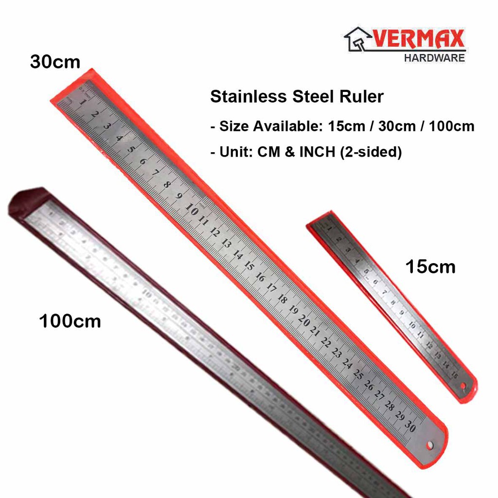 Stainless Steel Metal Ruler Pembaris besi 15cm 30cm 