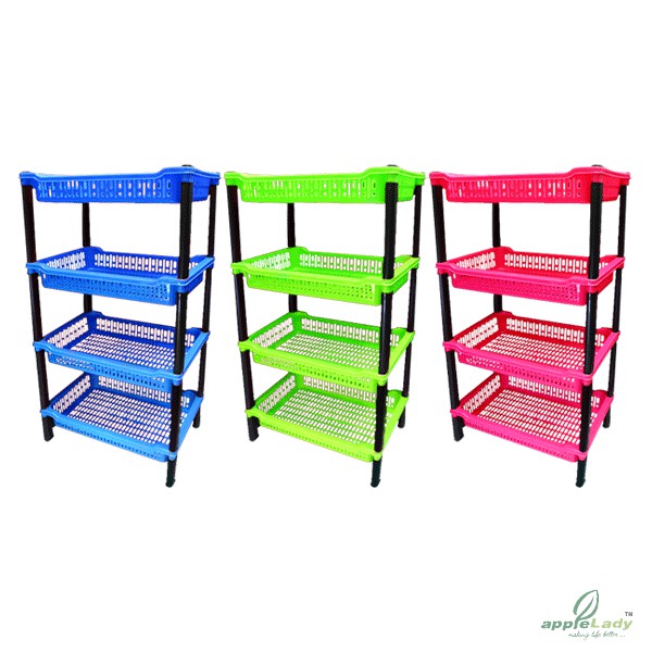 Applelady 4 Tier Multipurpose Stackable Plastic Storage Rack / Storage