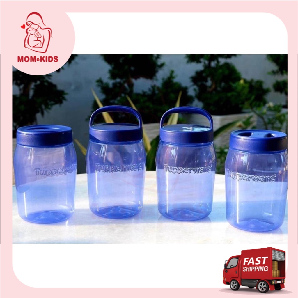 Tupperware 1.5L Royal Blue Biru Universal Jar Duo Set Bekas Kuih Raya
