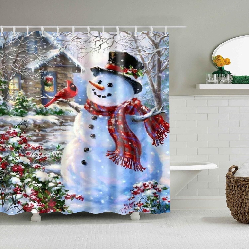 Hot Tropical Chic Bathroom Curtain Designer Snowman Shower Curtain