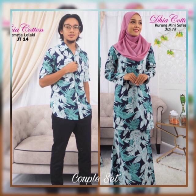 Couple Set Kurung Mini Moden Kemeja  Batik  Viral Shopee 