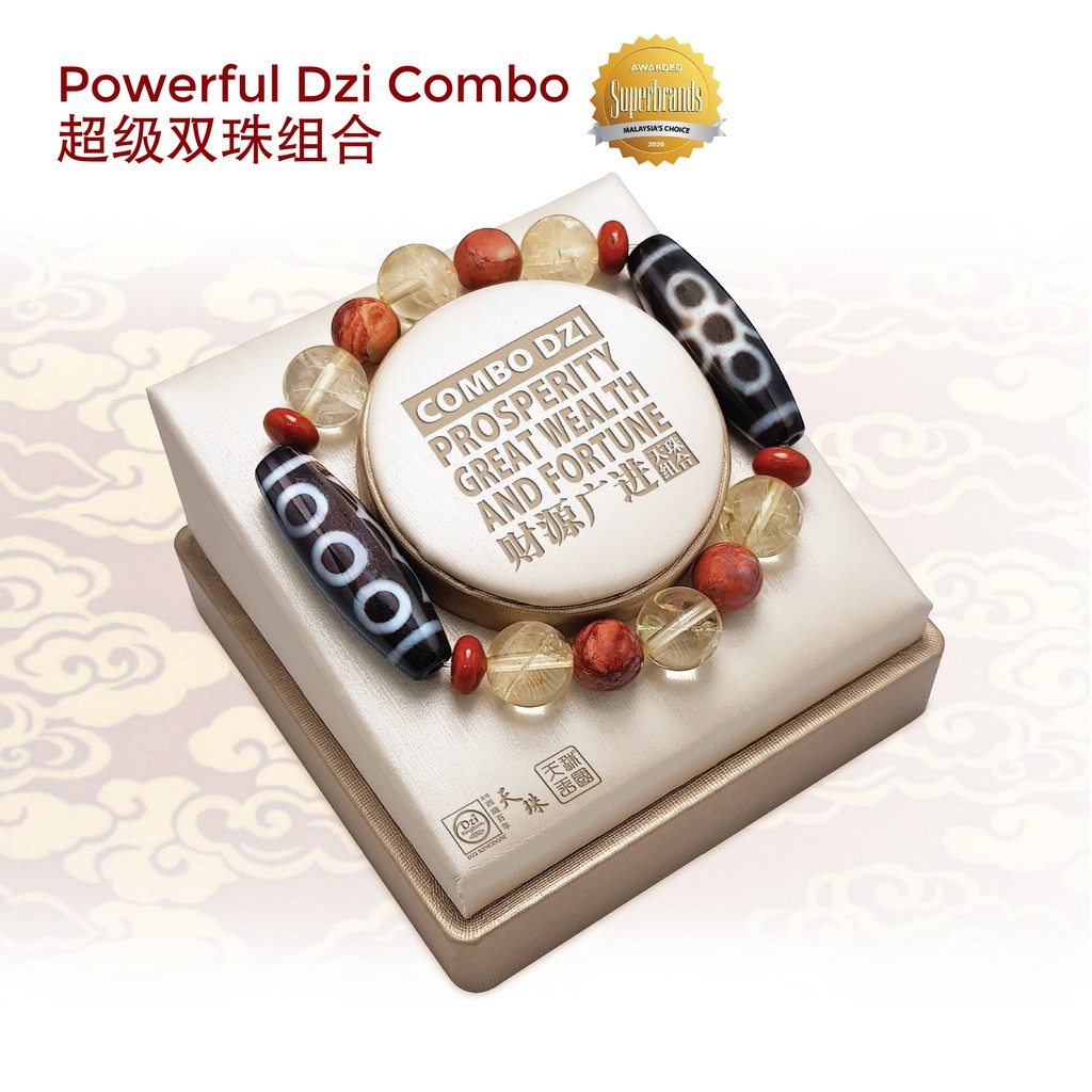 Dzi Kingdom【Prosperity Great Wealth and Fortune】Powerful Dzi Combo Bracelet 天珠王国【财源广进】超级双珠组合手链