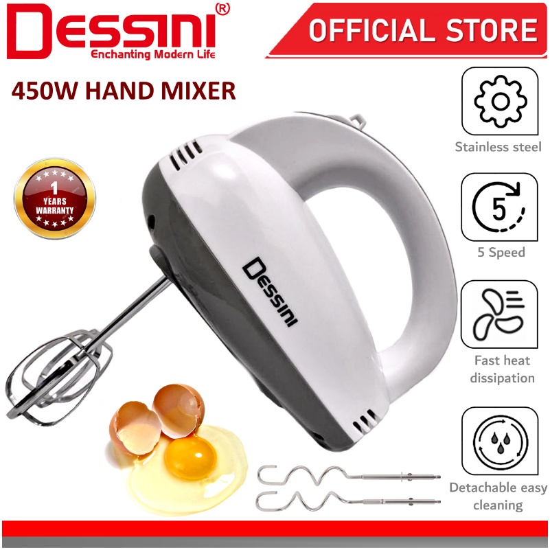 DESSINI ITALY 5 Speed Electric Hand Mixer Egg Beater Blender Grinder Processor Dough Whisk Mesin Pengadun Bancuh Telur