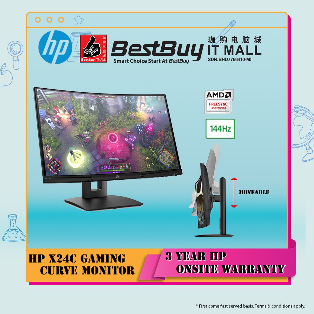 HP X24c Gaming Monitor (13Q95AA) Shopee Malaysia