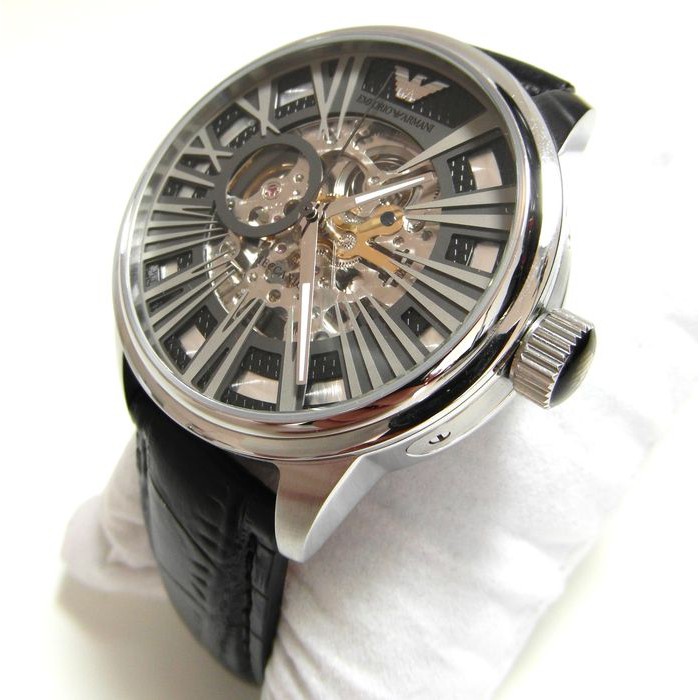 Authentic Emporio Armani Men's Meccanico Black Leather Watch AR4629 |  Shopee Malaysia