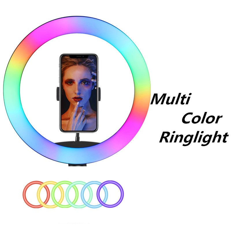 Ringlight RGB LED Ring Light With Stand Tiktok Lampu Multi Color ...