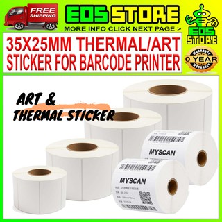 (READY STOCK) MALAYSIA KILANG 35mm x 25mm Thermal Barcode Sticker 1000pcs/roll, Art 2000pcs/roll Label 35x25 25x35
