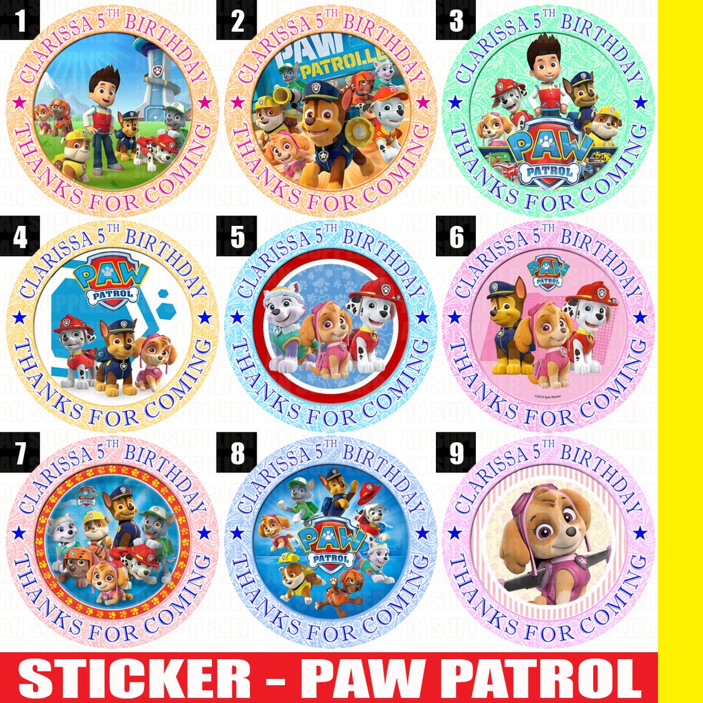 60 Stickers Label Bag / Cake / Birthday Souvenirs Paw Patrol Shopee