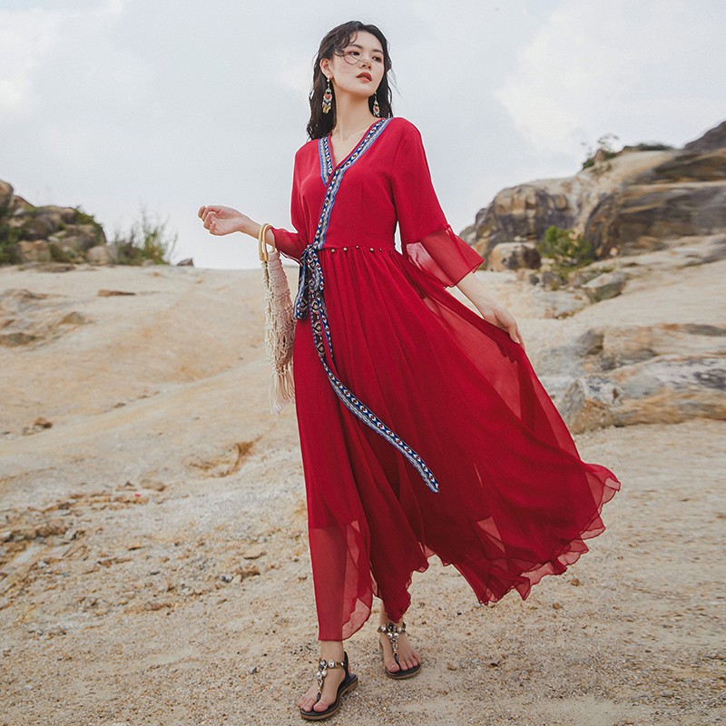 red beach dress maxi