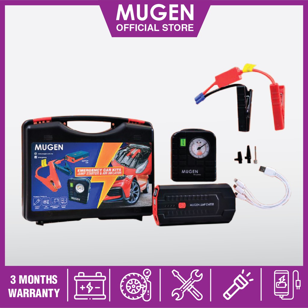 Mugen Compact Jump Starter Pro V4 Power Bank Car Emergency Kit Air Inflator 6000mah Led Light Outdoor Inflator Shopee Malaysia