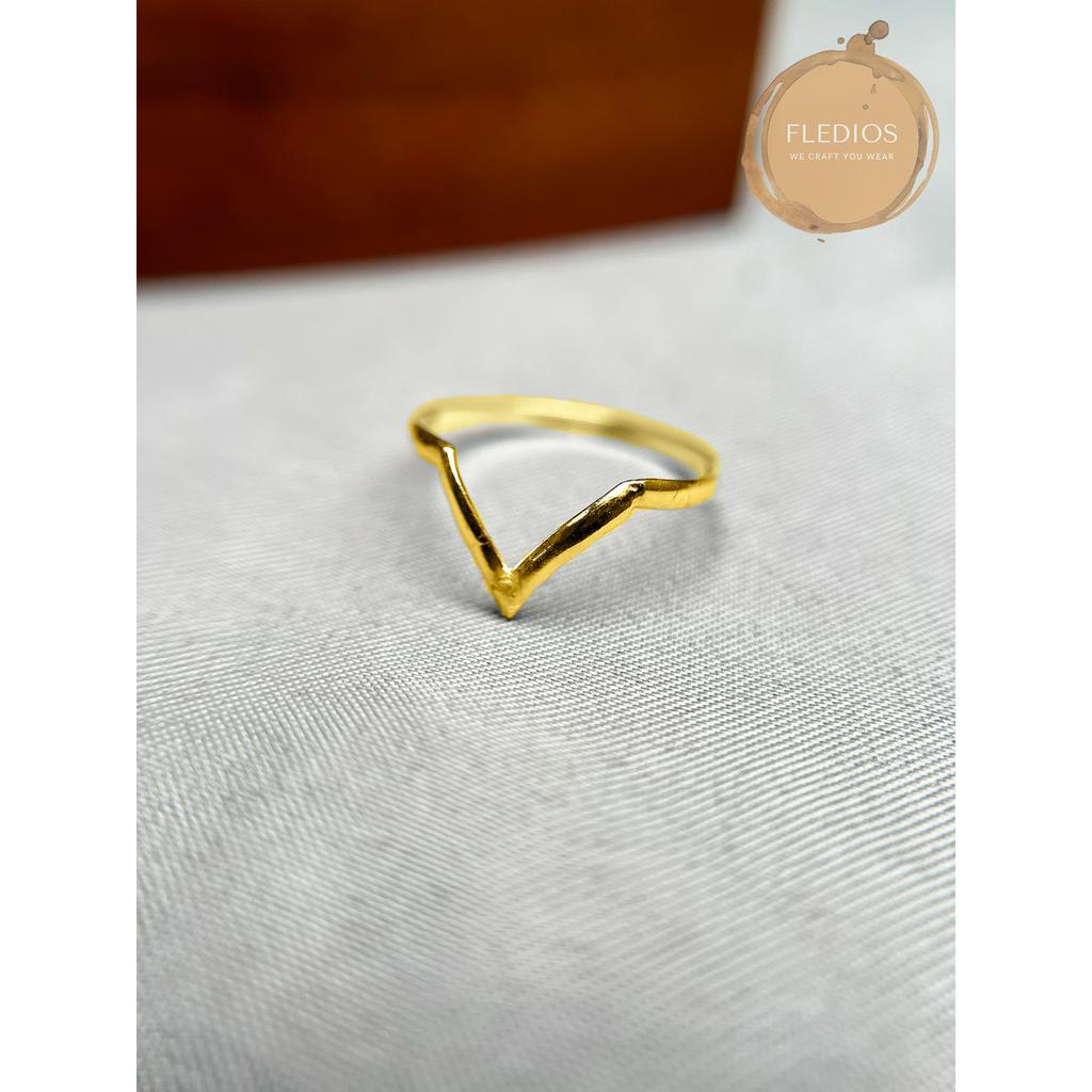 FLEDIOS Cincin V- Emas 916 Bentuk V / FLEDIOS 916 Gold V Ring/916LoveRing Cincin Emas 916