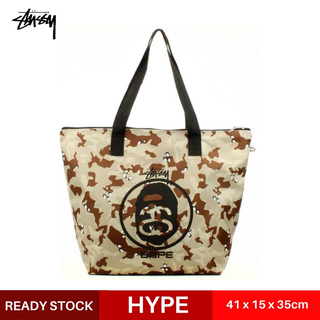 HYPEJACK 100ORIGINAL Stussy x Bape Tote Bag Camo Bape Waist Bag Stussy