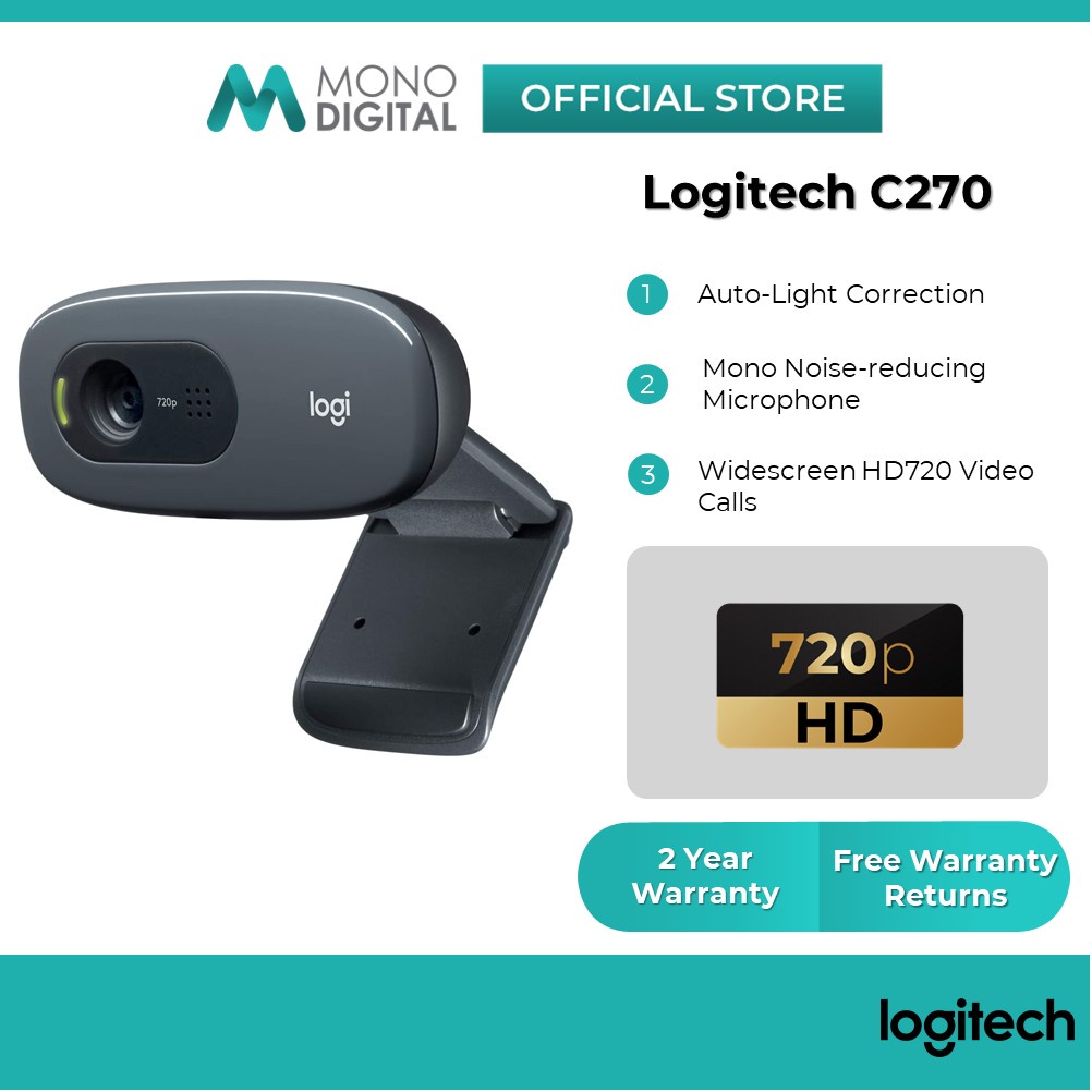 Logitech C270 Basic HD 720P Video Calling Webcam (960-000584)