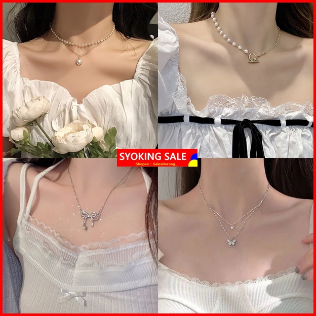 Necklace Korean Rantai Leher Love Heart Simple Gold Sliver Chain Fashion Women Jewelry Gift Bear Choker 项链韩版高贵银色金色