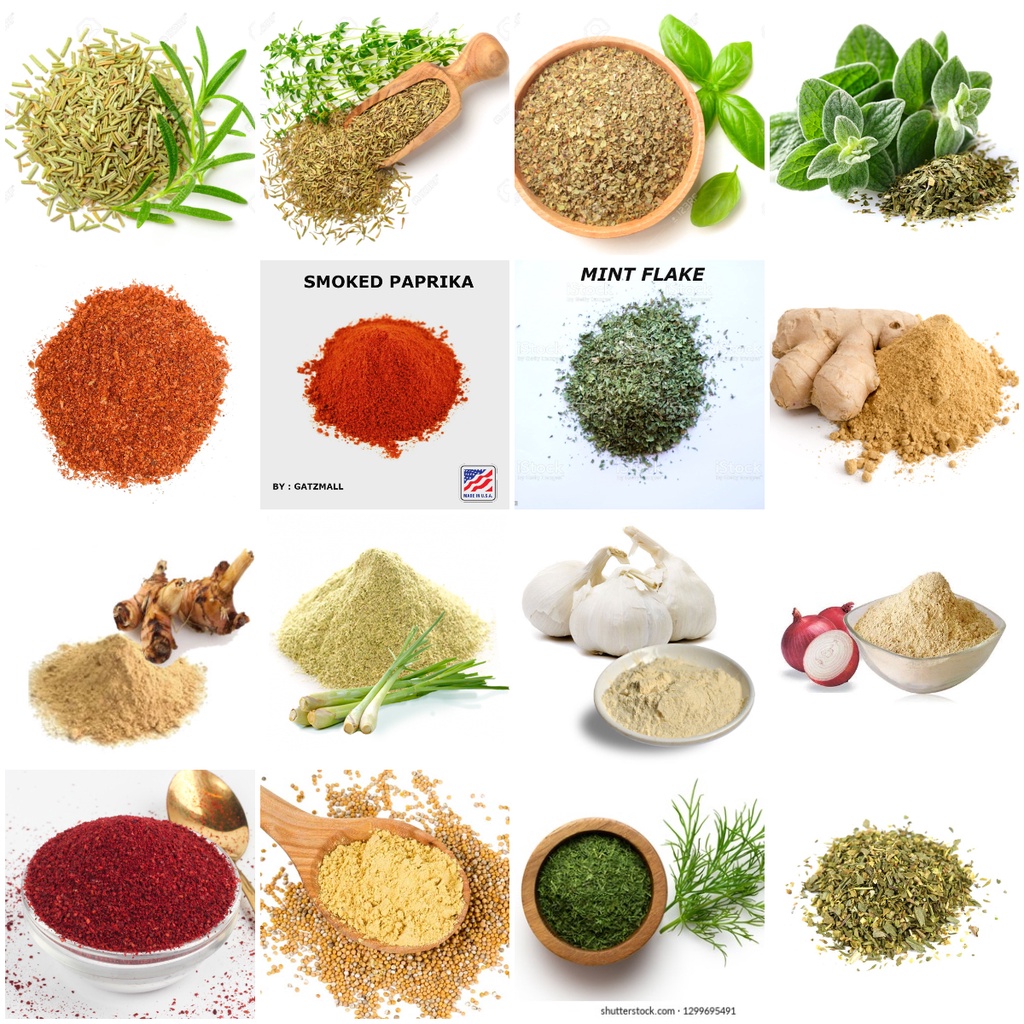 GARLIC ONION POWDER/ MIX HERBS/ OREGANO/ROSEMARY/ THYME/ CHILI FLAKE / SICHUAN /PAPRIKA/BASIL/CAJUN/GINGER/PARSLEY