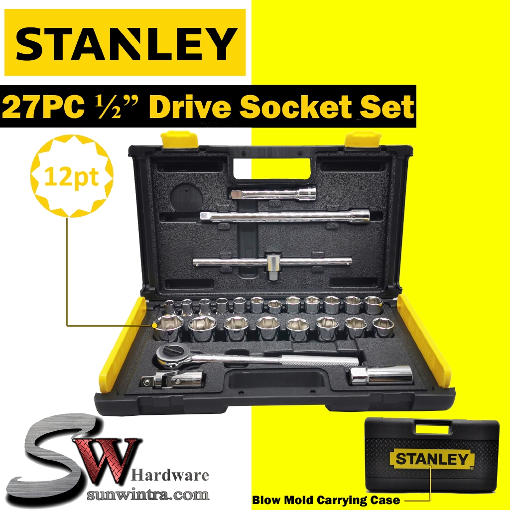 STANLEY 27PCS 1/2" DRIVE SOCKET SET 12 POINT 8647712 Shopee Malaysia