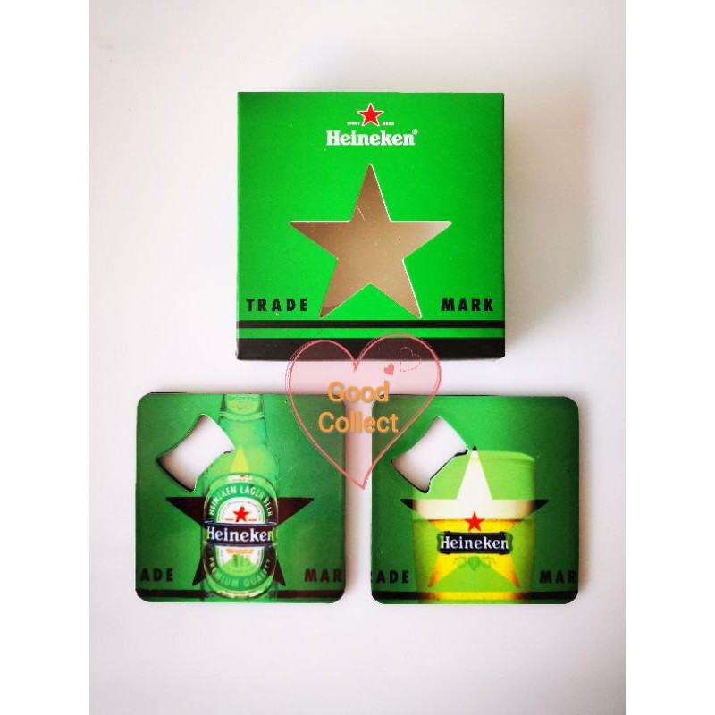 Heineken Metal bottle Opener 2in1 box or metal cup mat in 4 different