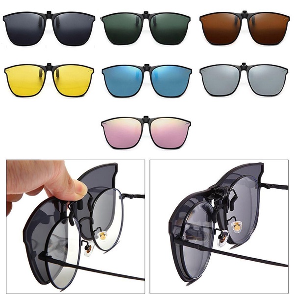 Polarized Clip On Sunglasses Men Car Driver Goggles Night Vision Glasses Anti Glare Vintage Glasses