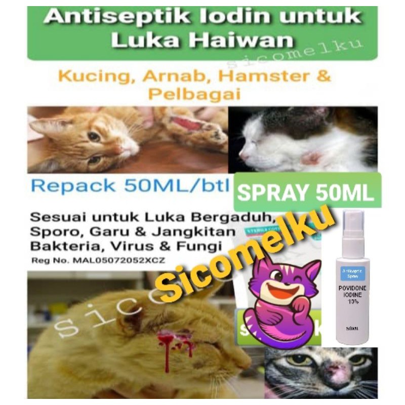 Ubat Antiseptik Iodin Cuci Luka Kucing Haiwan Antiseptic for Pet 