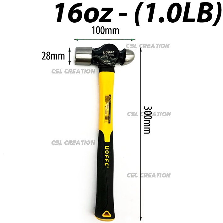 UOFFC Ball Pein Hammer Drop Fiberglass Handle Ball Pein Hammer
