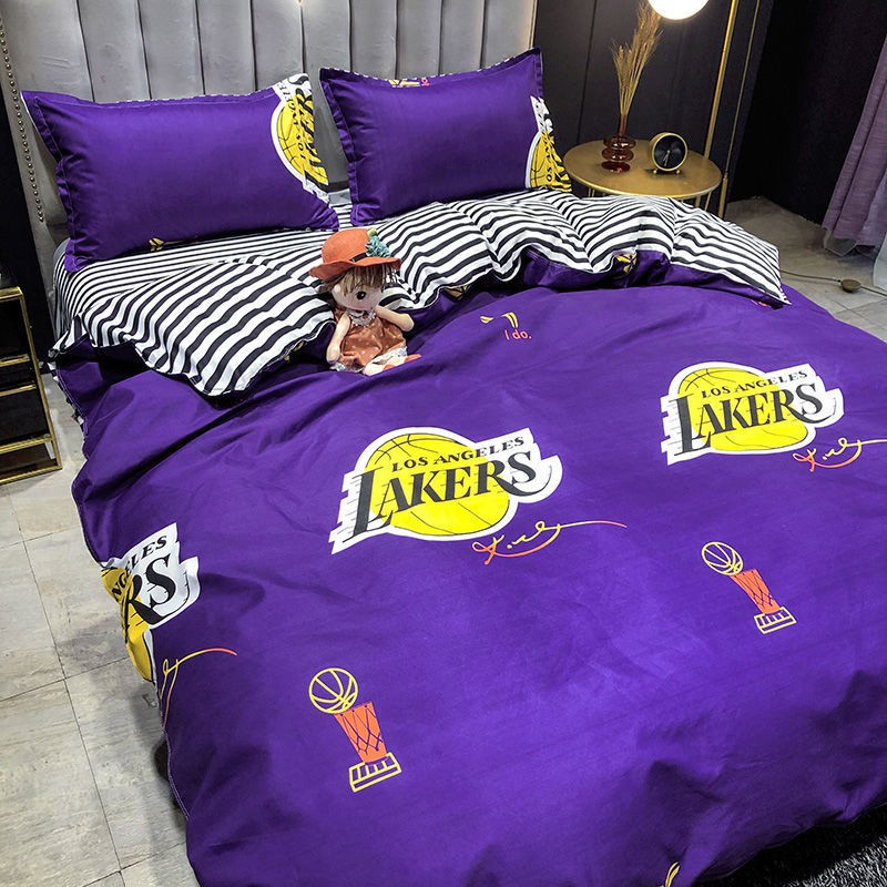 Ready Stock Nba Lakers Quilt Cover, Lakers Bed Set Queen