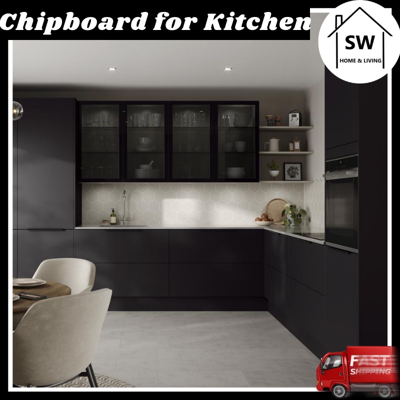 Chipboard Black Colour melamine Board Surface 16mm Door
