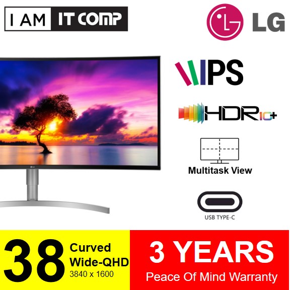 LG 38 Inch 38WK95CW / 38WK95C-W UltraWide WQHD IPS HDR 10 Curved LED ...
