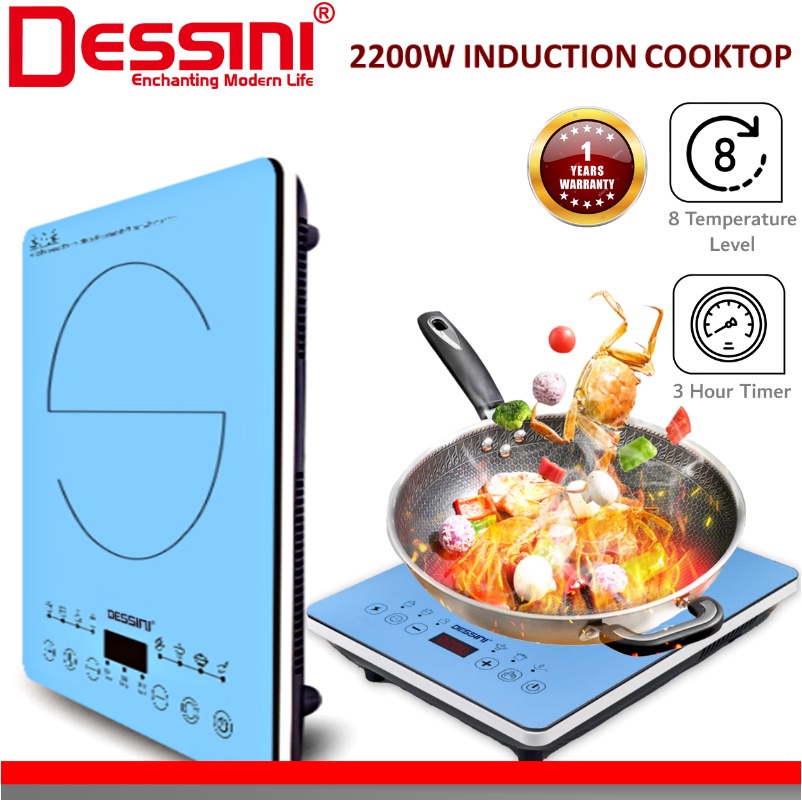 DESSINI ITALY Ceramic Electromagnetic Induction Hob Cooker Ultra Slim Soft Touch Control Panel Cooktop Tabletop Stove