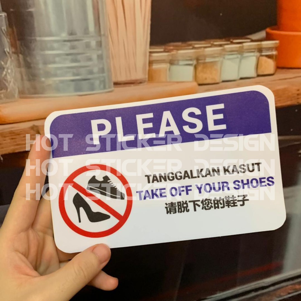 PLEASE TAKE OFF YOUR SHOES Sign Sticker 请脱鞋纸/ window sticker/ glass door sticker