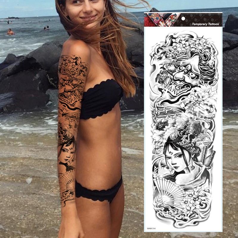 Large Arm Sleeve Tattoo Tiger Skull Owl Waterproof Temporary Tatto Sticker Fox Lion Body Art Full Fake Tatoo Women Men Shopee Malaysia