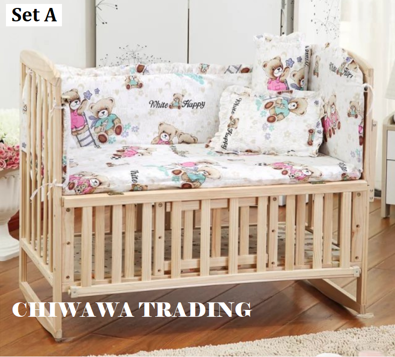 5 IN 1 Baby Cradle Cotton Bedding Crib Bumper Cot Set Quilt Bed Cover tilam k...