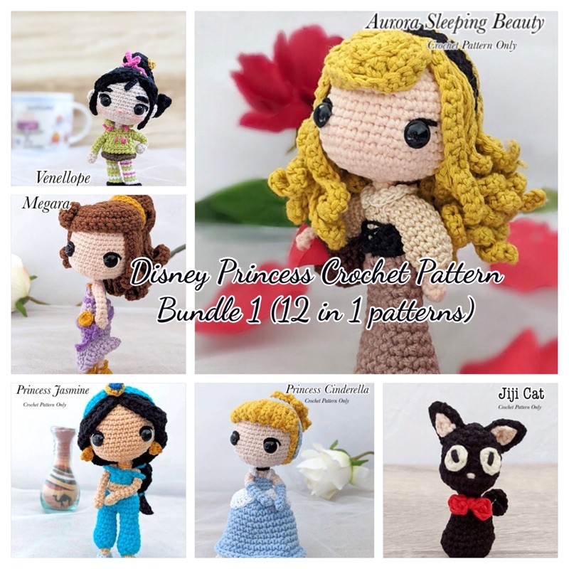 [EPattern]Amigurumi Crochet Pattern {12 in 1 Disney Princess Bundle 1 ...