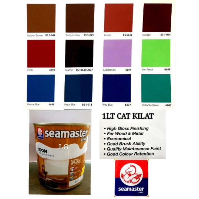 1lt Seamaster Icon High Gloss Finish Cat Minyak Kilat Untuk Besi Dan Kayu Shopee Malaysia