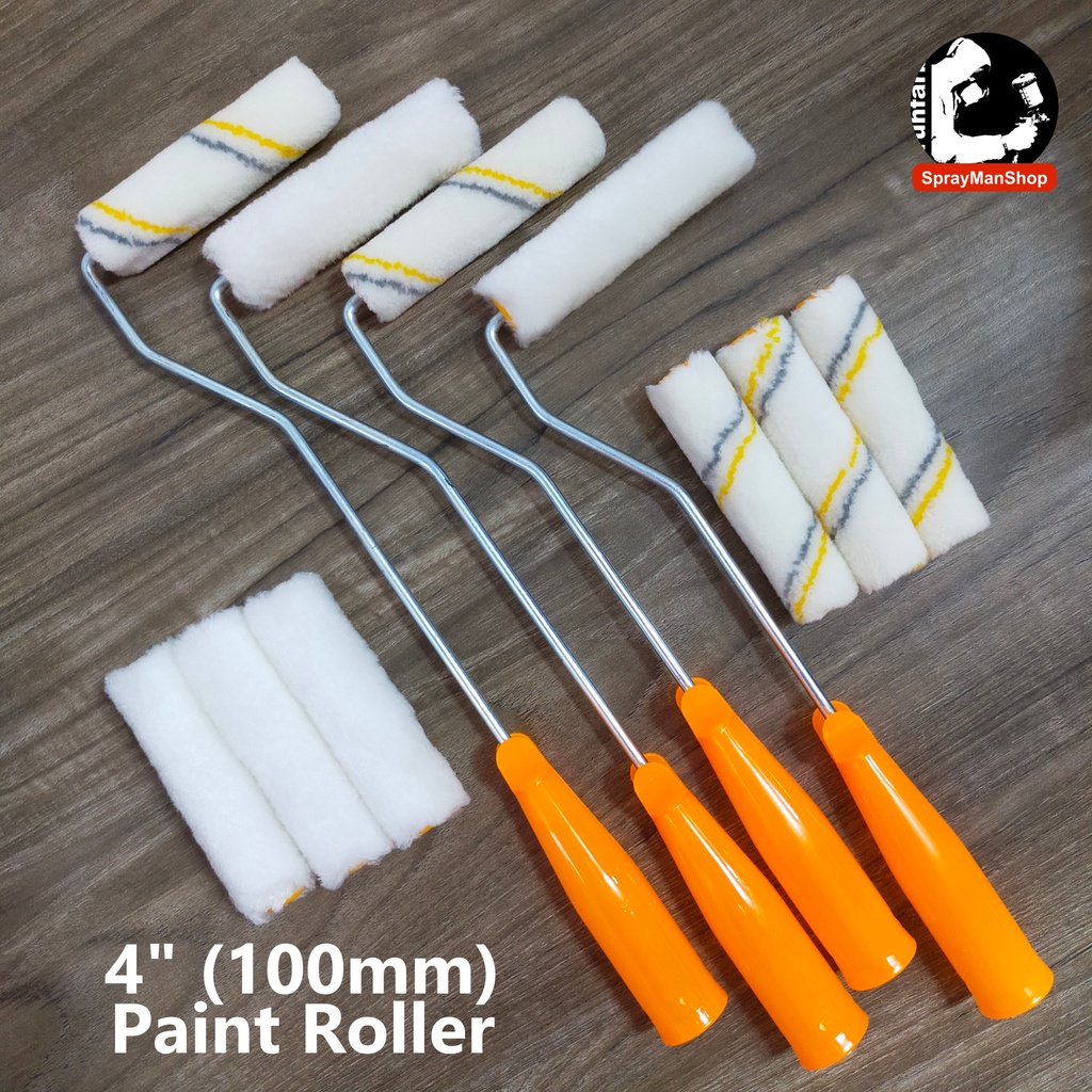 Paint Roller 4" Inch 100mm Mini Roller Lamb Wool & Cotton Wool For