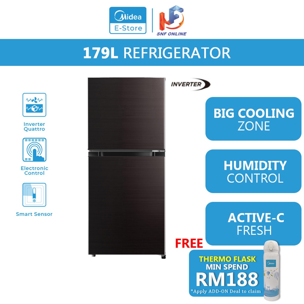 Midea 2 Doors Inverter Quattro Refrigerator (200L) MDRT268MTB28-MY ...