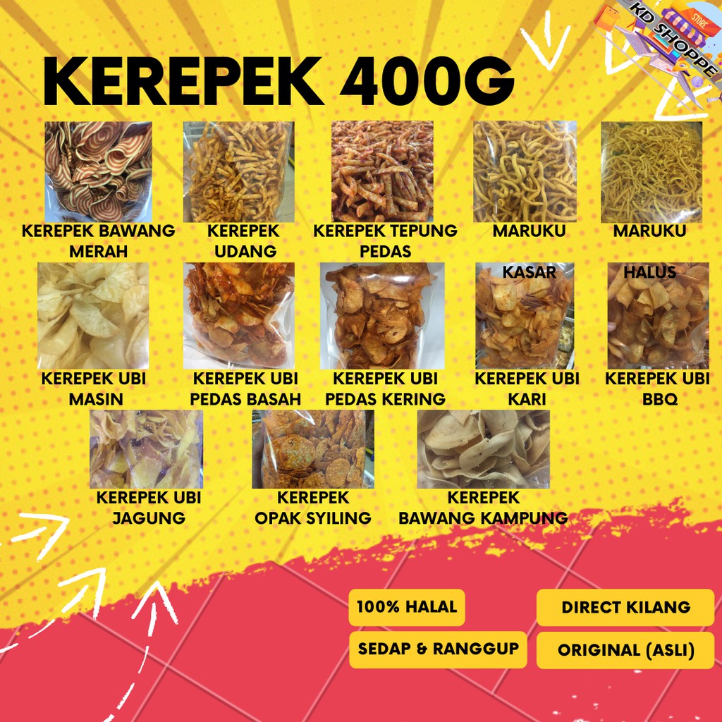 Ready Stock Kerepek Aneka 400g Kerepek Kerepek Ubi Kerepek Bawang Maruku Shopee Malaysia 8097