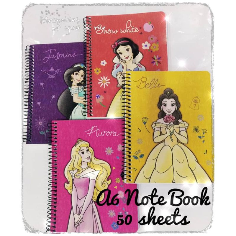 50's A6 Disney Princess Mickey Mouse And Hello Kitty Cartoon Spiral Note Book  Kids Note Book Student Gift Record Book
