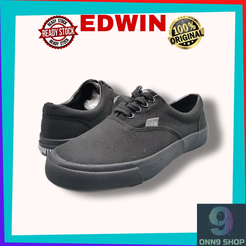 EDWIN 223/2239 BLACK SCHOOL SHOES(VANS DESIGN)/BLACK CANVAS SHOES READY STOCKS/KASUT SEKOLAH HITAM