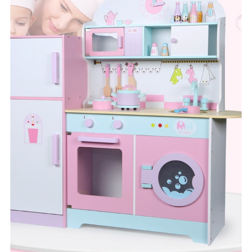 pink toy wooden kitchen