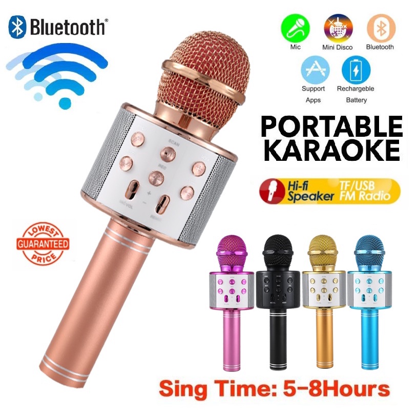 WS858 Wireless Karaoke Microphone Portable Bluetooth Mic Bluetooth Speaker For Music Singing KTV Mikrofon