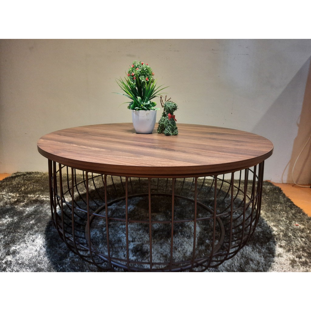 [READY STOCK] Modern Round Coffee Table Metal Leg