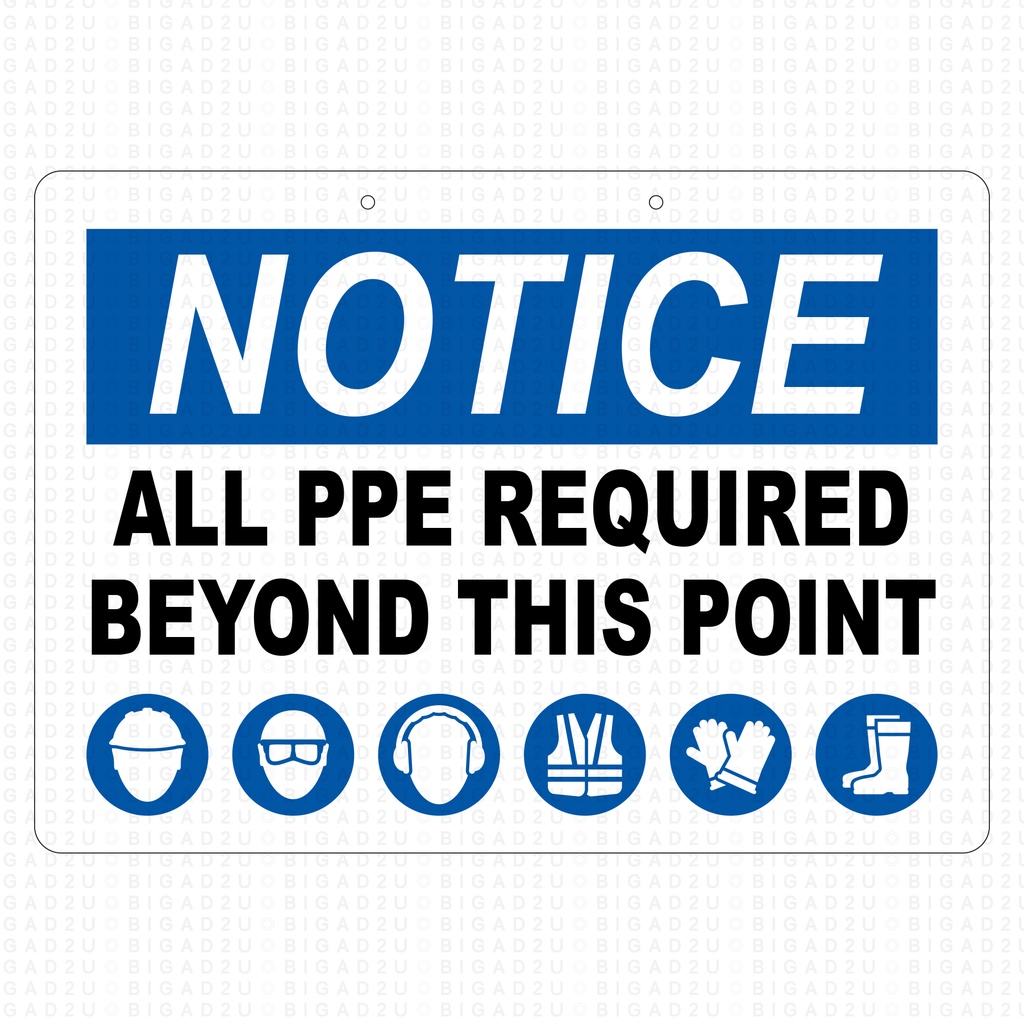 2 Pack Notice All PPE Required Beyond This Point Sign 10x14 inches ...