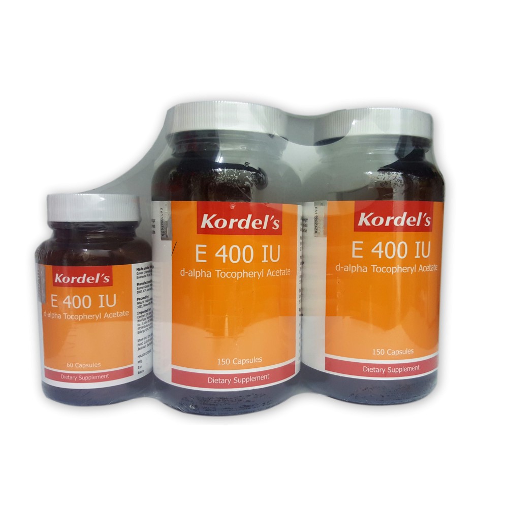KORDEL'S VITAMIN E 400IU CAPSULES 150'S x 2 + 60'S ( ONLY AVAILABLE FOR