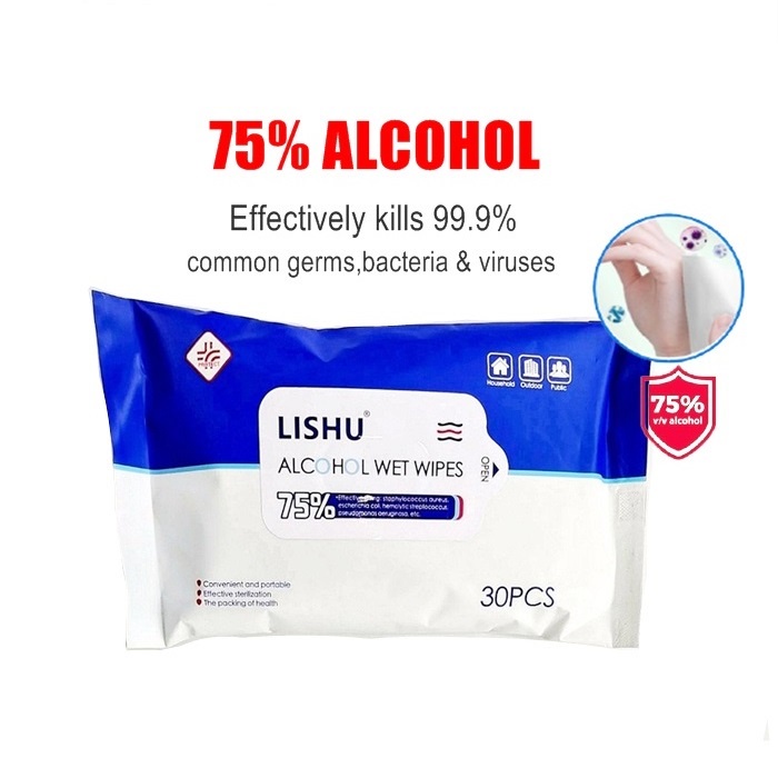 READY STOCK! MALAYSIAN SELLER! 75% Alcohol Moist Wipes Disposable Alcohol Wet Portable Cleaning Wet Tissue 30pcs/pack